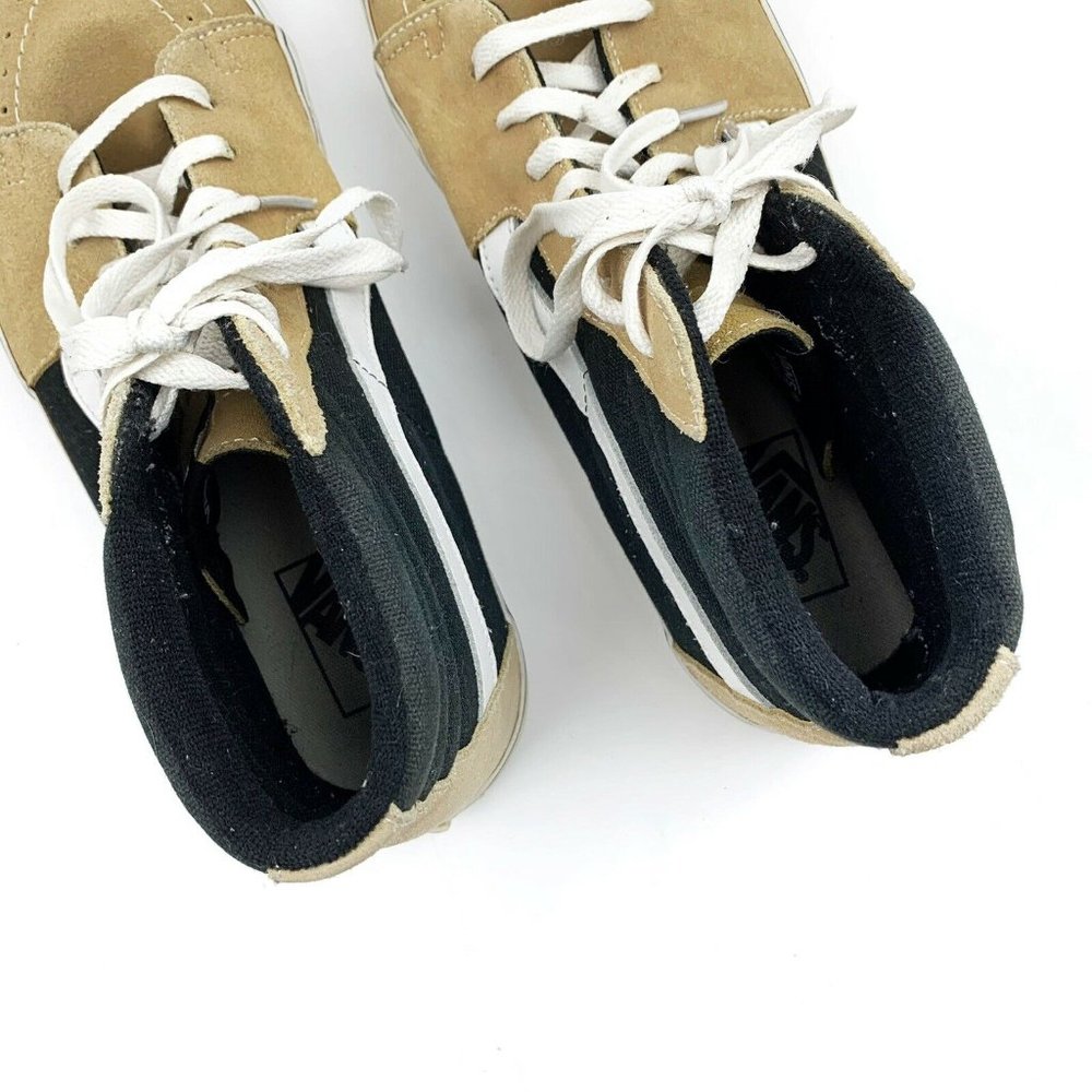 Vans S8-hi Beige Tan Black Color Block High Tops M - Picture 6 of 10